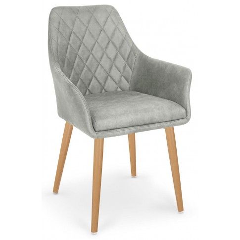Zdjęcie produktu Pikowane krzesło tapicerowane z podłokietnikami Syvis - popielate.