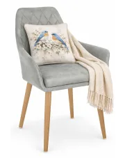 Szare pikowane krzesło tapicerowane z podłokietnikami - Xurof w sklepie Edinos.pl