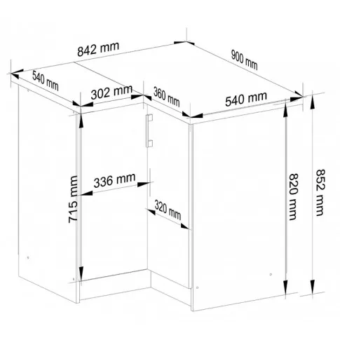 Wymiary narożnej szafki Bolivia 10X