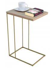 Minimalistyczny stolik pomocniczy dąb sonoma + złoty- Texti 4X