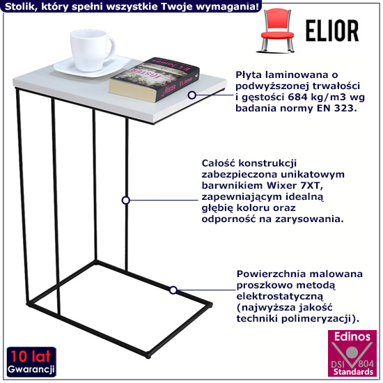 Druciany stolik pomocniczy Martix 5X biały+czarny