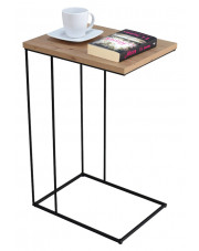 Minimalistyczny druciany stolik pomocniczy dąb artisan + czarny - Texti 5X w sklepie Edinos.pl