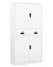 Biała szafa biurowa z szufladami na klucz - Qiva