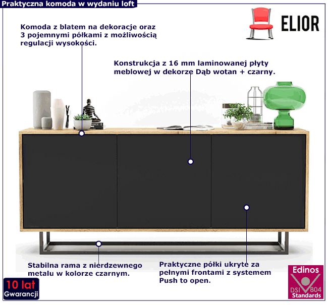 Komoda w stylu scandi loft Avila 3X