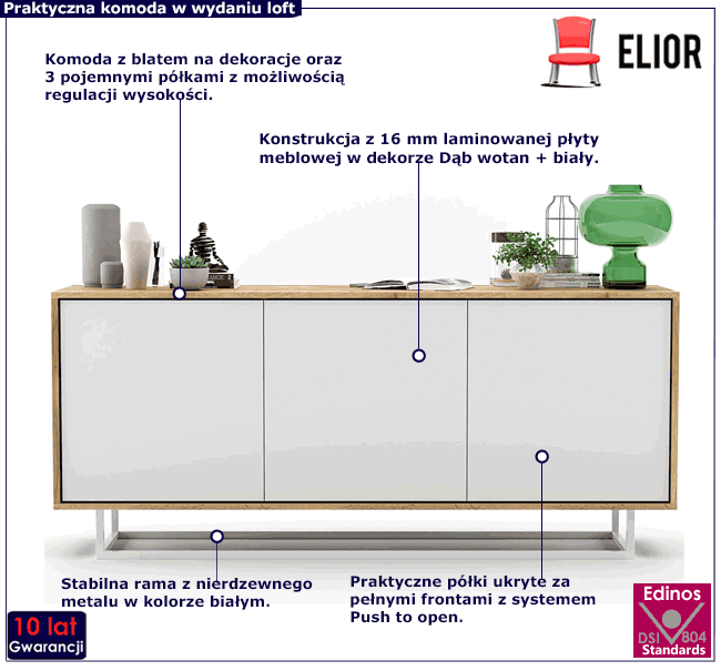 Komoda w stylu scandi loft Avila 3X