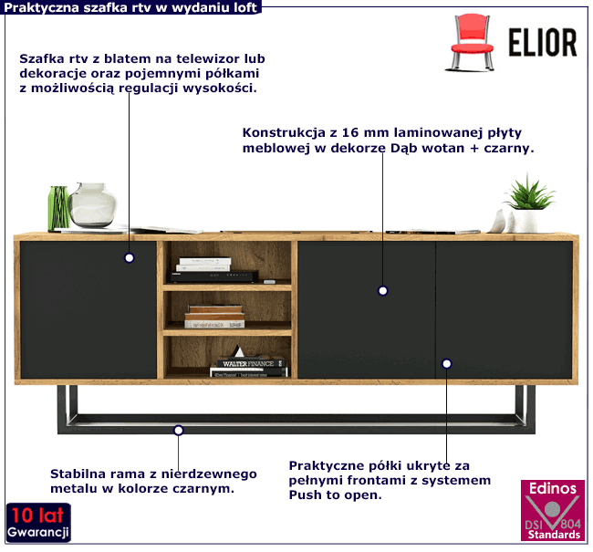 Stojąca szafka rtv w stylu scandi loft Nelora 5X