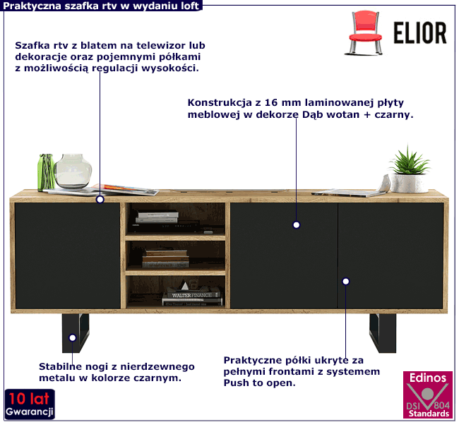 Stojąca szafka rtv w stylu scandi loft Avila 6X