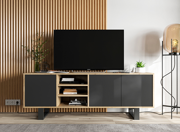 Aranżacja z wykorzystaniem szafki pod telewizor Avila 6X