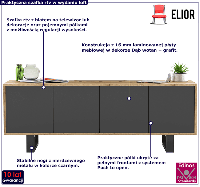 Zamykana szafka rtv w stylu scandi loft Avila 7X