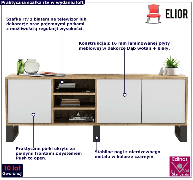 Szafka rtv w stylu scandi loft Foxton 9X