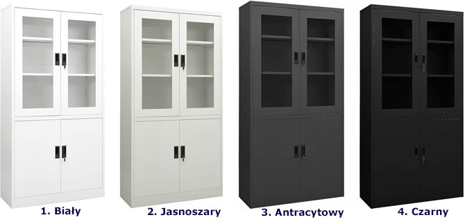 Antracytowa zamykana szafa z mobilnymi półkami Sorig