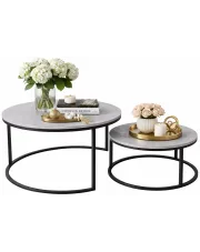 Komplet dwóch stolików kawowych loft szary + czarny - Satell 3X w sklepie Edinos.pl