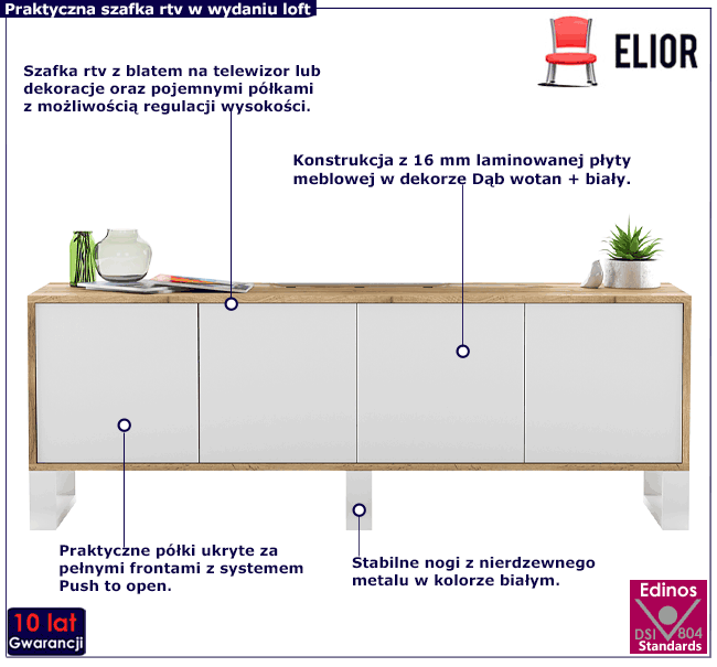 Szafka rtv w stylu scandi loft Foxton 10X