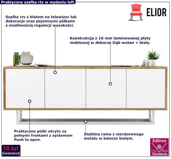 Stojaca szafka rtv w stylu scandi loft Foxton 11X