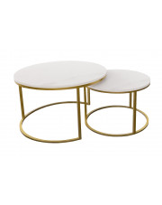 Zestaw dwóch stolików kawowych w stylu glamur marmur + złoty - Mirden 4X