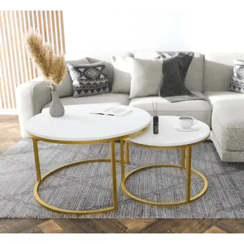 Wizualizacja stolików kawowych Mirden 4X biały złoty