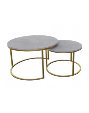 Zestaw dwóch stolików w stylu glamur szary + złoty - Mirden 4X w sklepie Edinos.pl
