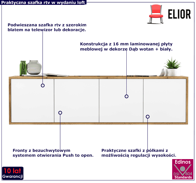Naścienna szafka rtv w stylu scandi loft Foxton12X