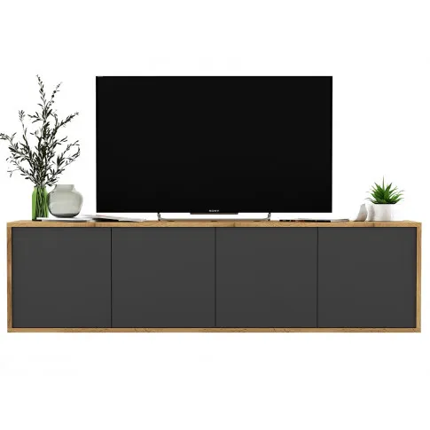 Podwieszana zamykana szafka rtv dąb wotan grafit Foxton 12X