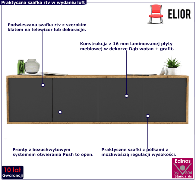 Naścienna szafka rtv w stylu scandi loft Foxton12X