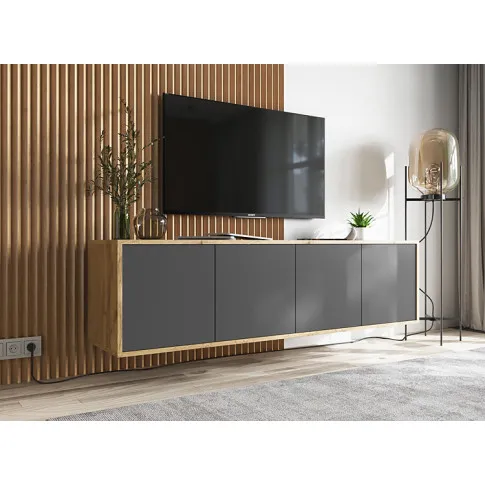 Wizualizacja z grafitową naścienną szafką rtv Foxton 12X