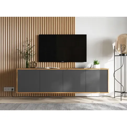 Wizualizacja z grafitową podwieszaną szafką rtv Foxton 12X