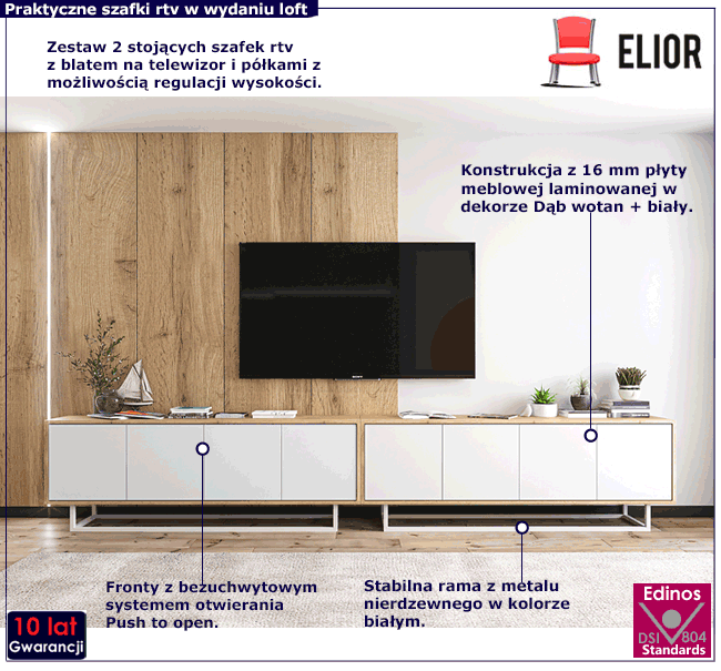 Komplet stojących szafek rtv w stylu scandi loft Avila 14X