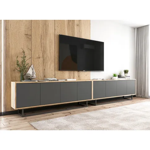 Komplet 2 grafitowych stojących szafek rtv Foxton 14X