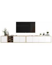 Komplet wiszących szafek rtv dąb wotan + biały - Avila 15X w sklepie Edinos.pl