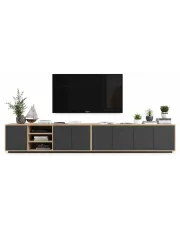 Komplet wiszących szafek rtv dąb wotan + grafit - Avila 15X w sklepie Edinos.pl