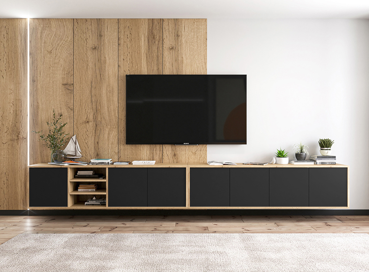 Aranżacja z wykorzystaniem kompletu szafek rtv Avila 15X