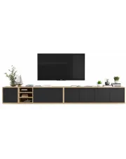 Komplet wiszących szafek rtv dąb wotan + czarny - Avila 15X w sklepie Edinos.pl