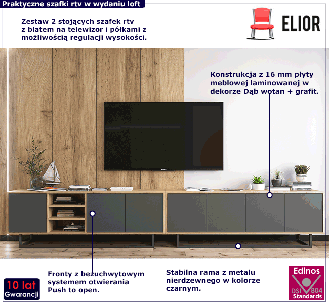 Komplet stojących szafek rtv w stylu scandi loft Avila 16X