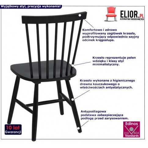 Fotografia Czarne drewniane krzesło patyczak - Tradis z kategorii Krzesła