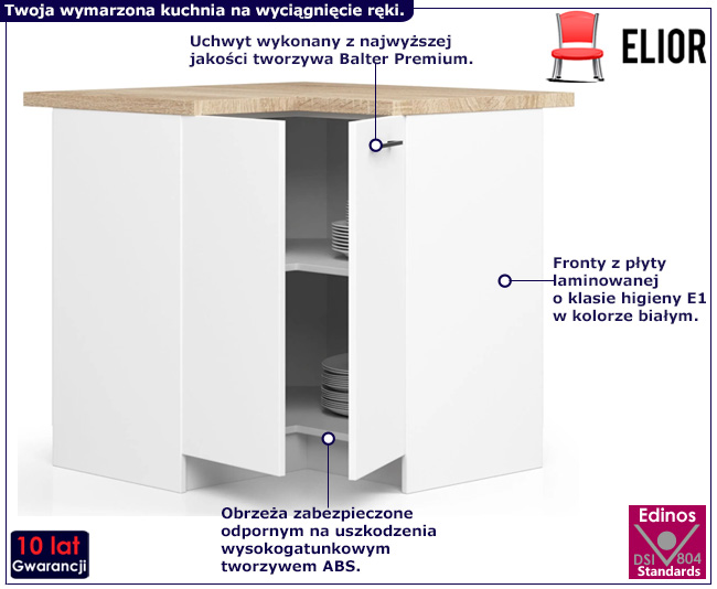 Biała dolna szafka kuchenna narożna Tereza 14X