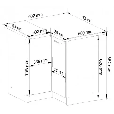 Wymiary narożnej szafki kuchennej Tereza 14X