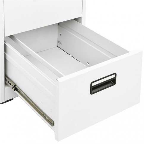 Biała szafka biurowa na klucz Miron 3X
