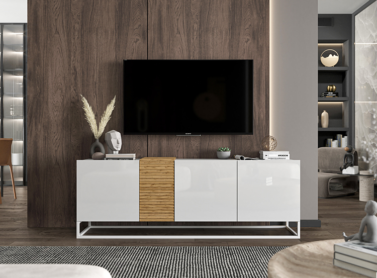 Aranżacja z wykorzystaniem loftowej szafki rtv Casini 3X