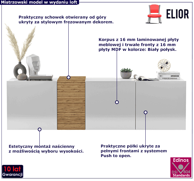 Podwieszana szafka rtv Casini 4X