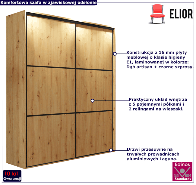 Minimalistyczna szafa przesuwna 200 cm Estori 2X