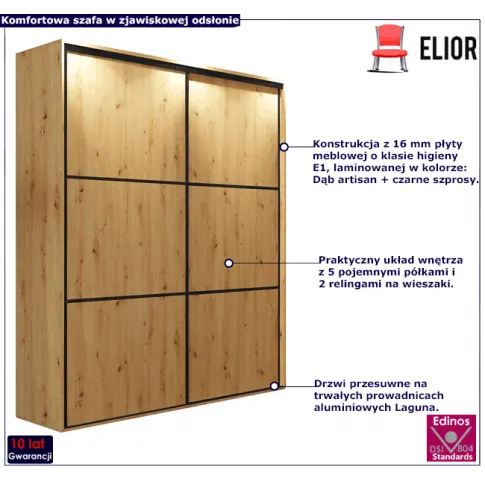 Szafa w dekorze dąb artisan czarne szprosy Savona 2X