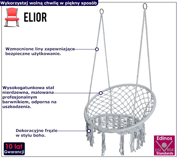 Szara huśtawka w stylu boho Eneza 5X