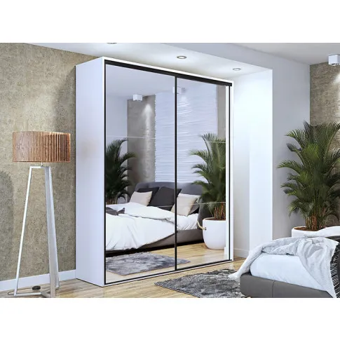 Aranżacja z szafą przesuwną z lustrem biel czarne paski Savona 4X