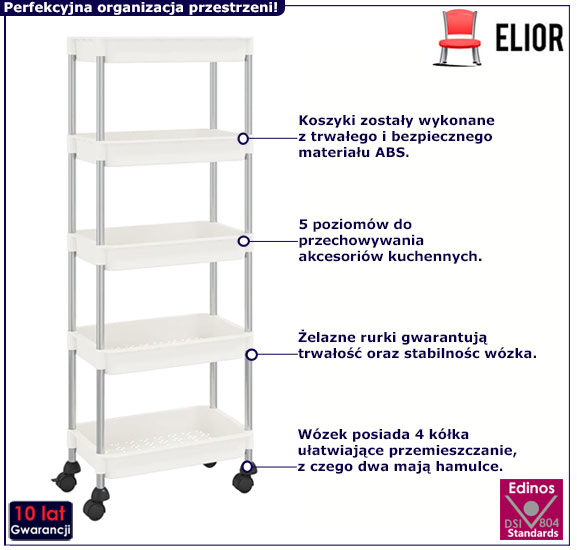 Wózek kuchenny 5-poziomowy Estris na kółkach