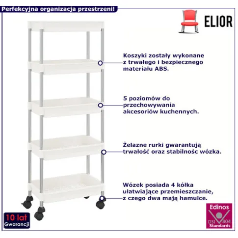 Biały wózek kuchenny na kolkach Gipo