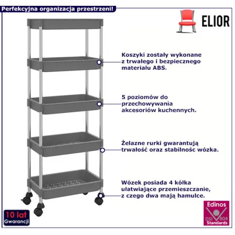 Szary kuchenny wózek z kółkami Gipo