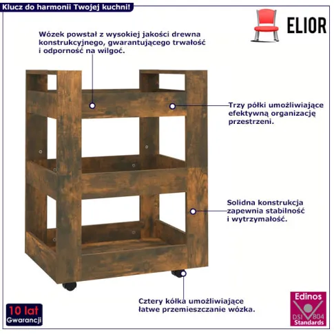 Regał na kółkach do kuchni Afex przydymiony
