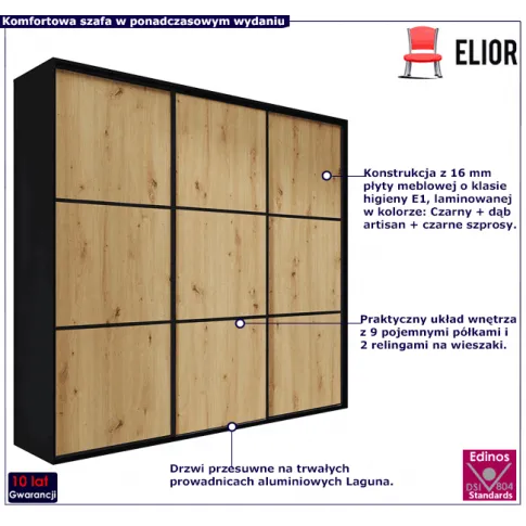 Szafa w dekorze czarny dąb artisan czarne szprosy Savona 5X