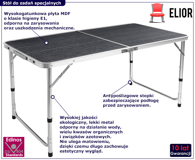 Szary stół kempingowy Hipes