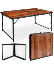 Brązowy prostokątny stół kempingowy składany 120 x 60 cm - Hipes 3X w sklepie Edinos.pl